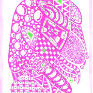 Pink/Green Zentangle Inspired