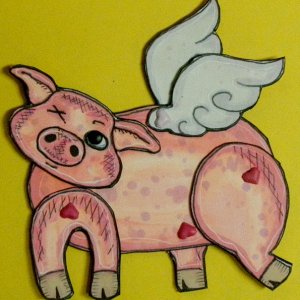 pig with wings paper doll