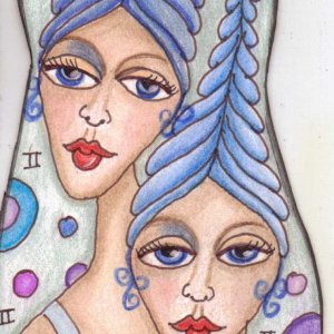 Gemini in the style of Ingrid Tussell Domingo