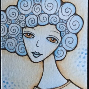 Light blue, tan and white ATCs
