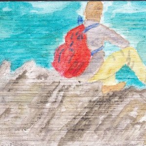 Hiker Resting at Pt. Reyes - January Canvas Board swap