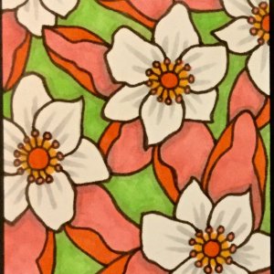 Orange, pink, and lime green ATCs