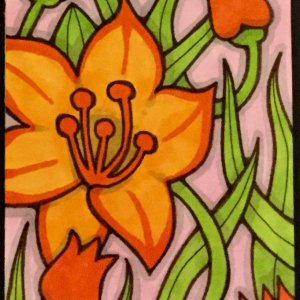 Orange, pink, and lime green ATCs