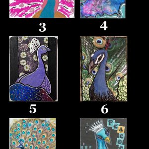 2017 August Monthly ATC Contest - Mixed Media Peacocks