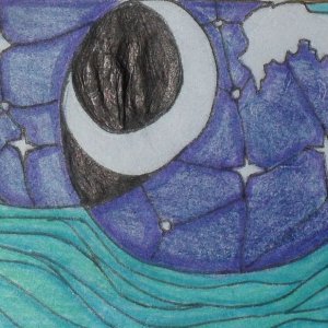 Stain Glass Moon and Ocean Wave