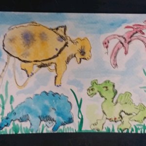 Whimsical animals postcard