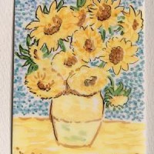 Van Gogh's 12 Sunflowers--- reimaged in Alcohol Ink