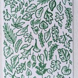 GREEN doodle card: Leaves