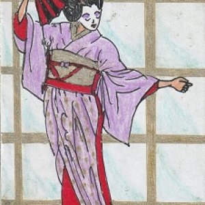 Geisha doing Fan Dance
