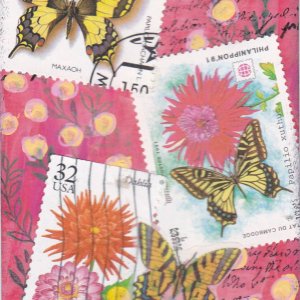 PS ATHON 3 yellow butterflies on pink