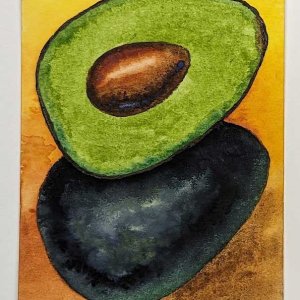 Avocado on yellow