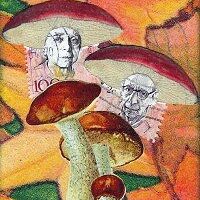 Postage Stamp People 2 - Mushroom folks