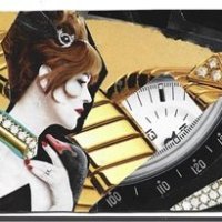 "She Walks Through Clocks" AI Surreal Titles Photomontage swap