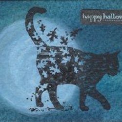 Leafy cat with Halloween moon