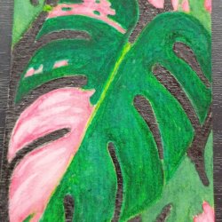 Monstera atc, watercolors and ink