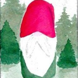 gnome in winter woods