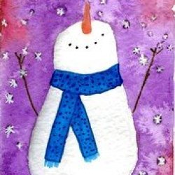 snowperson with purple snow