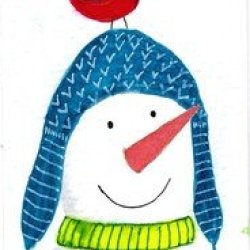 snow person with redbird