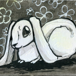 Flower bunny ink doodle