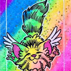 TRADED - Untitled rainbow angel cat