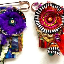 Artsy Amulet Swap ~ Fiber Art Brooches