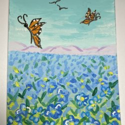“Butterflies Over Forget-me-Nots”