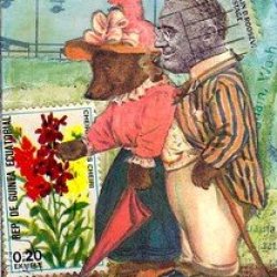 Postage Stamp folks - strolling couple