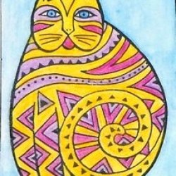 yellow & pink cat