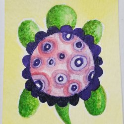 Media 'watercolor turtle.jpg' in album 'Available for trade ATCs'