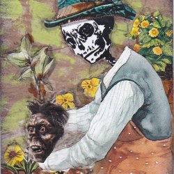 Summer a thon 03 Skelly gardener with voodoo head.jpg
