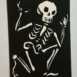Linocut Skellie WIP