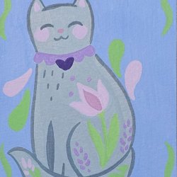 Folk Art Kitty and Flower [traded]
