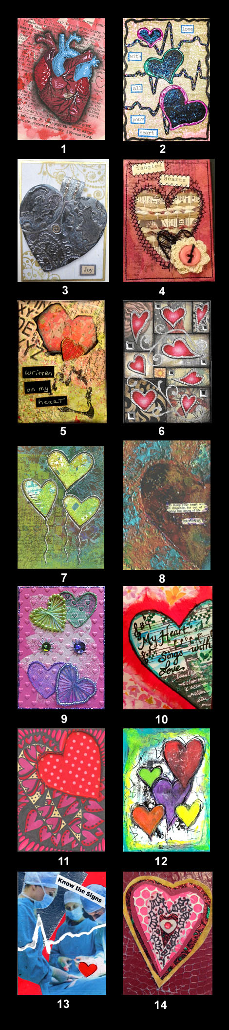 2017 February Monthly ATC Contest - Theme: Mixed Media Hearts