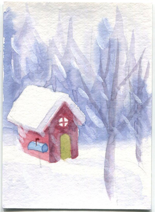 Artist's cabin in the snow