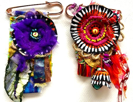Artsy Amulet Swap ~ Fiber Art Brooches