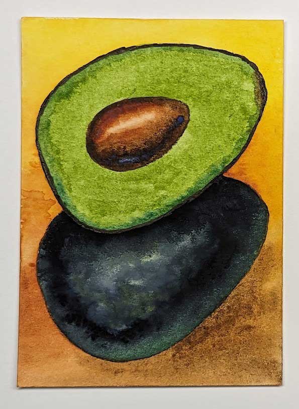 Avocado on yellow