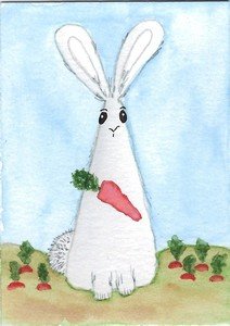 Bunny in carrot patch