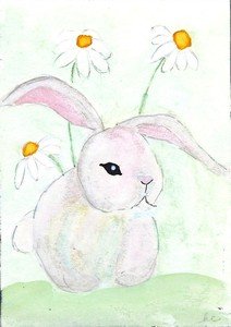 Bunny with daisies