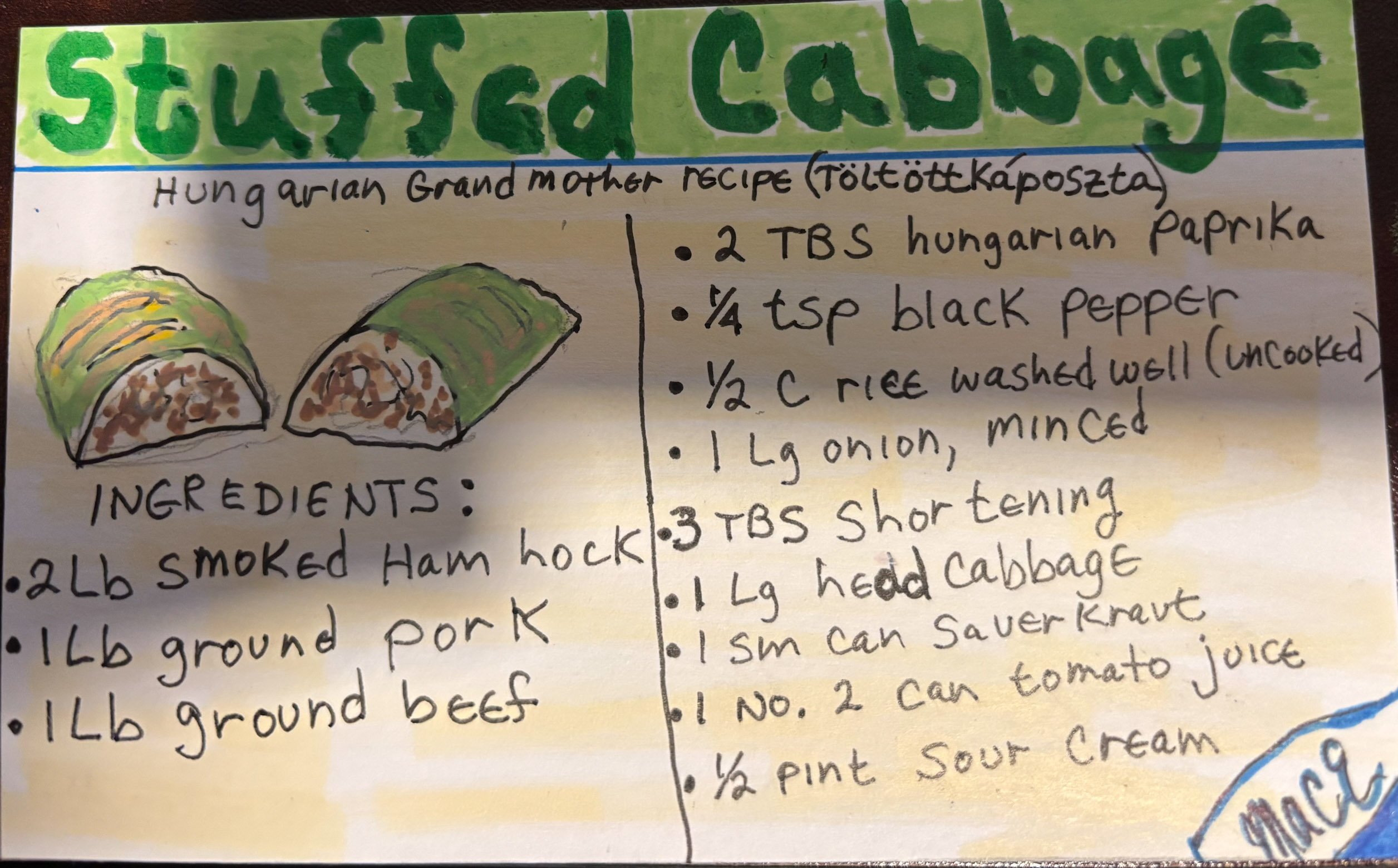 Cabbage Roll ingredients