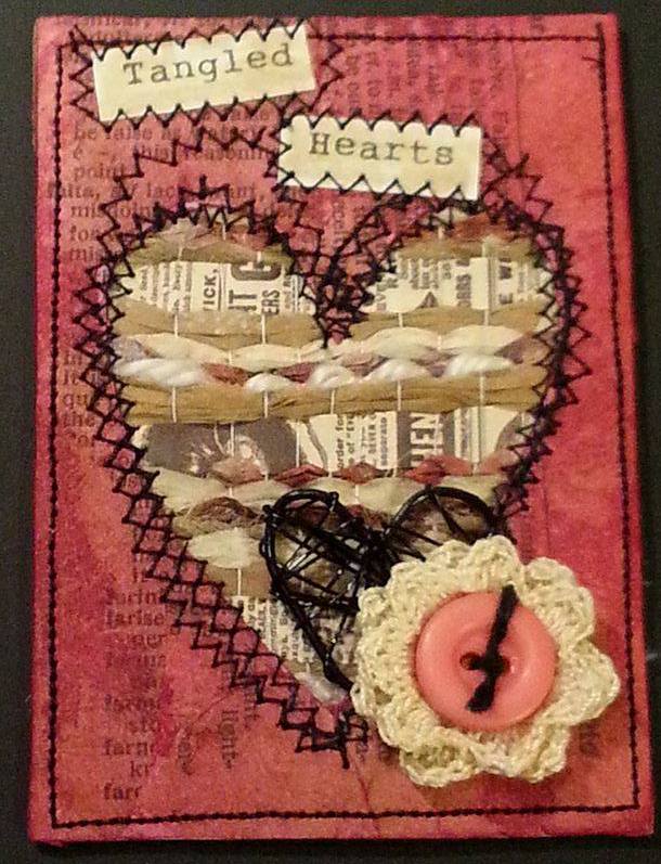 February - Mixed Media Hearts