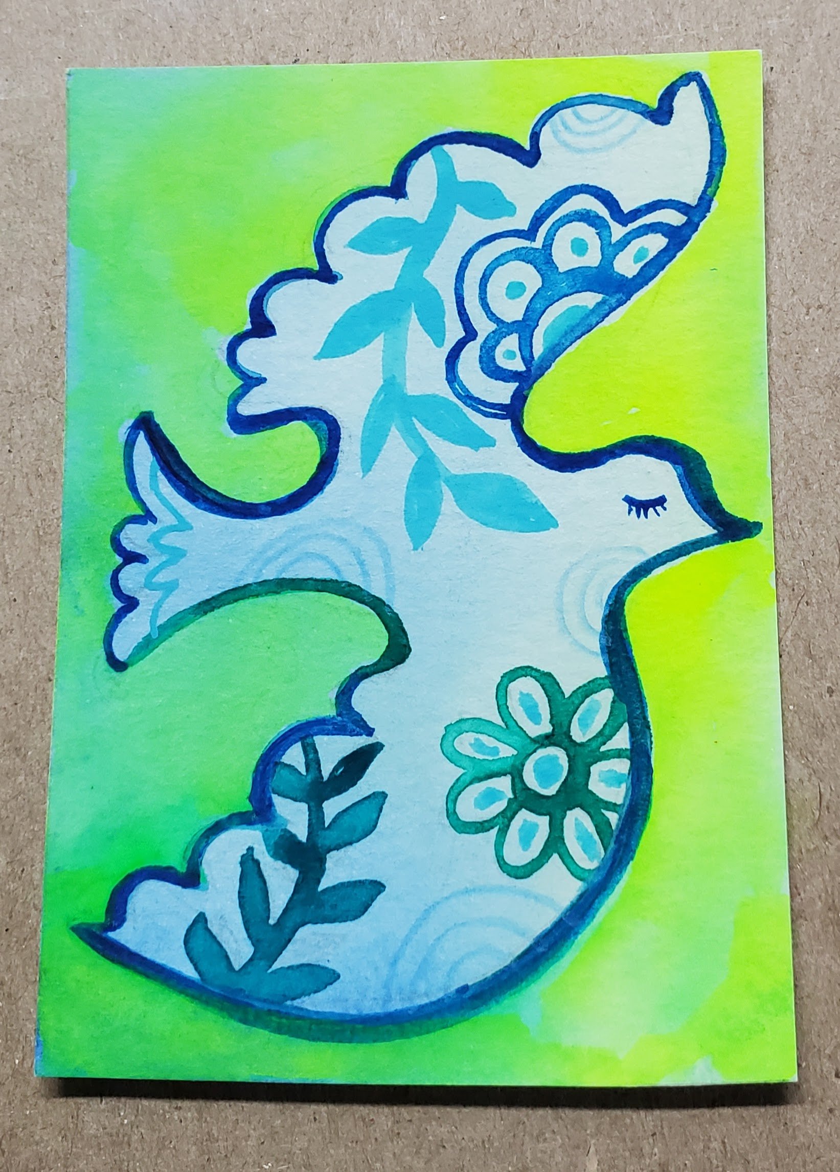Flying floral bird