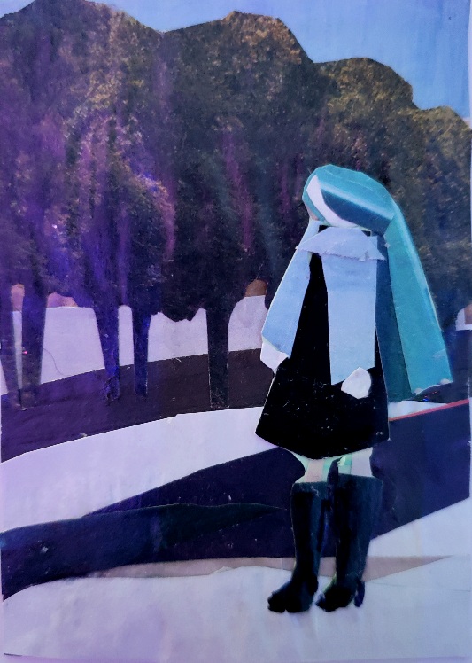 Girl in snowy forest