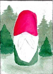 gnome in winter woods