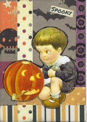 Halloween kid with pumpkin