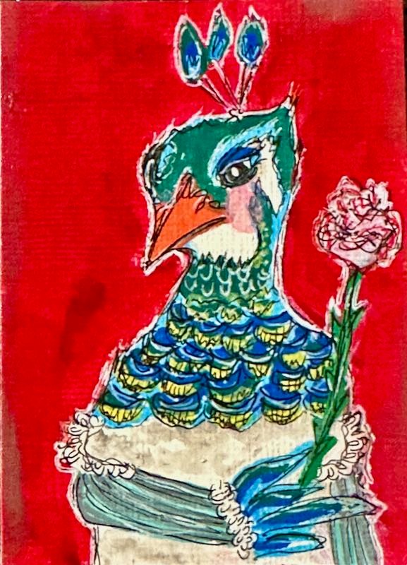 Lady Peacock with Rose