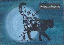 Leafy cat with Halloween moon