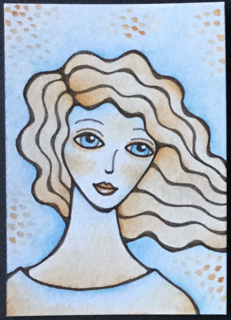 Light blue, tan and white ATCs