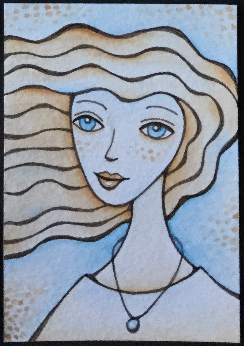 Light blue, tan and white ATCs