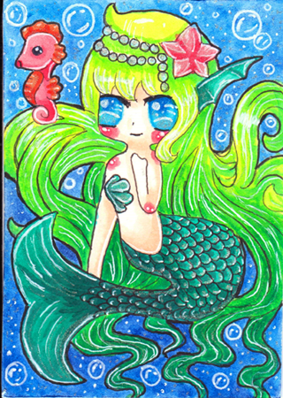 Mermaid and sea horse