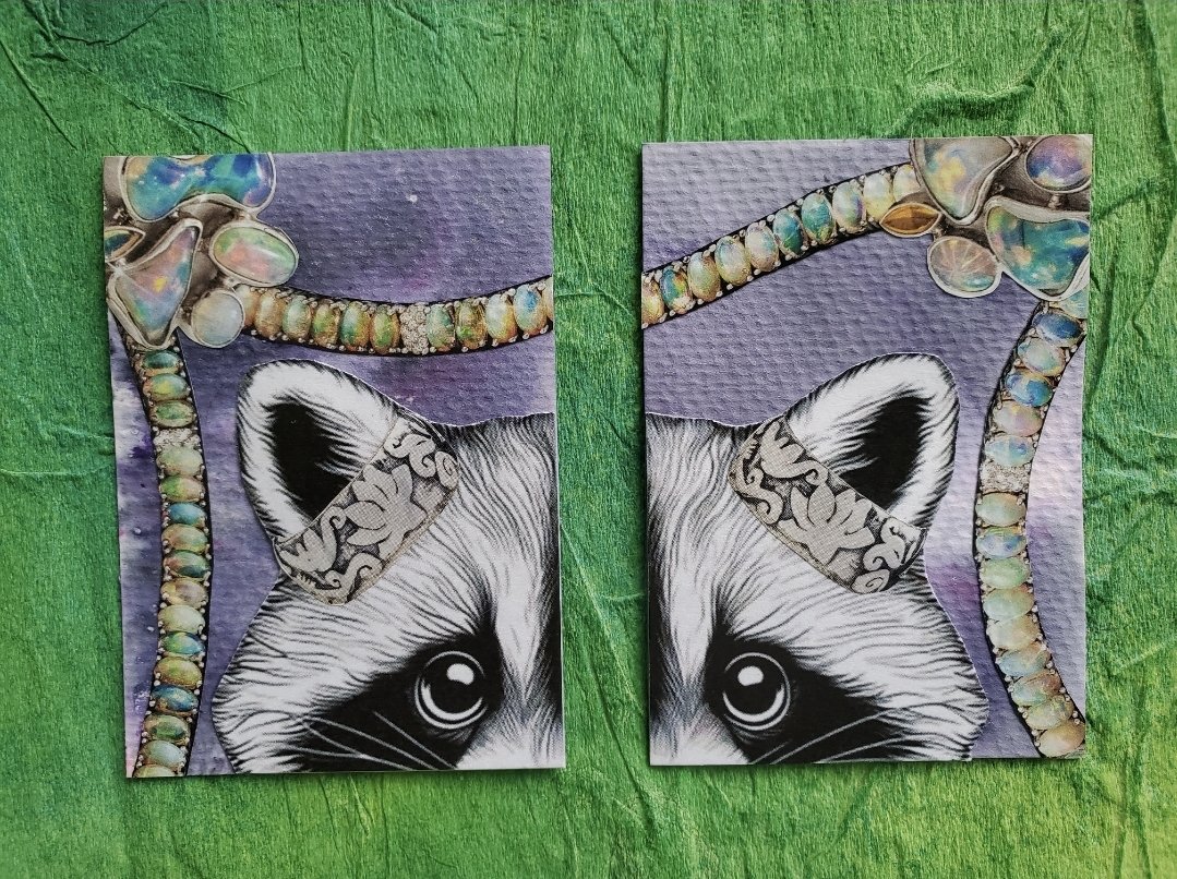 Mixed media raccoon